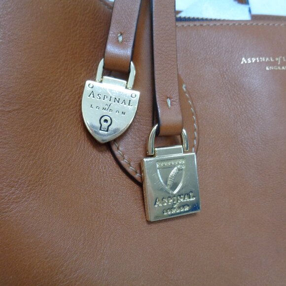 ASPINAL of LONDON 11.5" midi Tote Bag Smooth Tan Leather - Picture 12 of 12